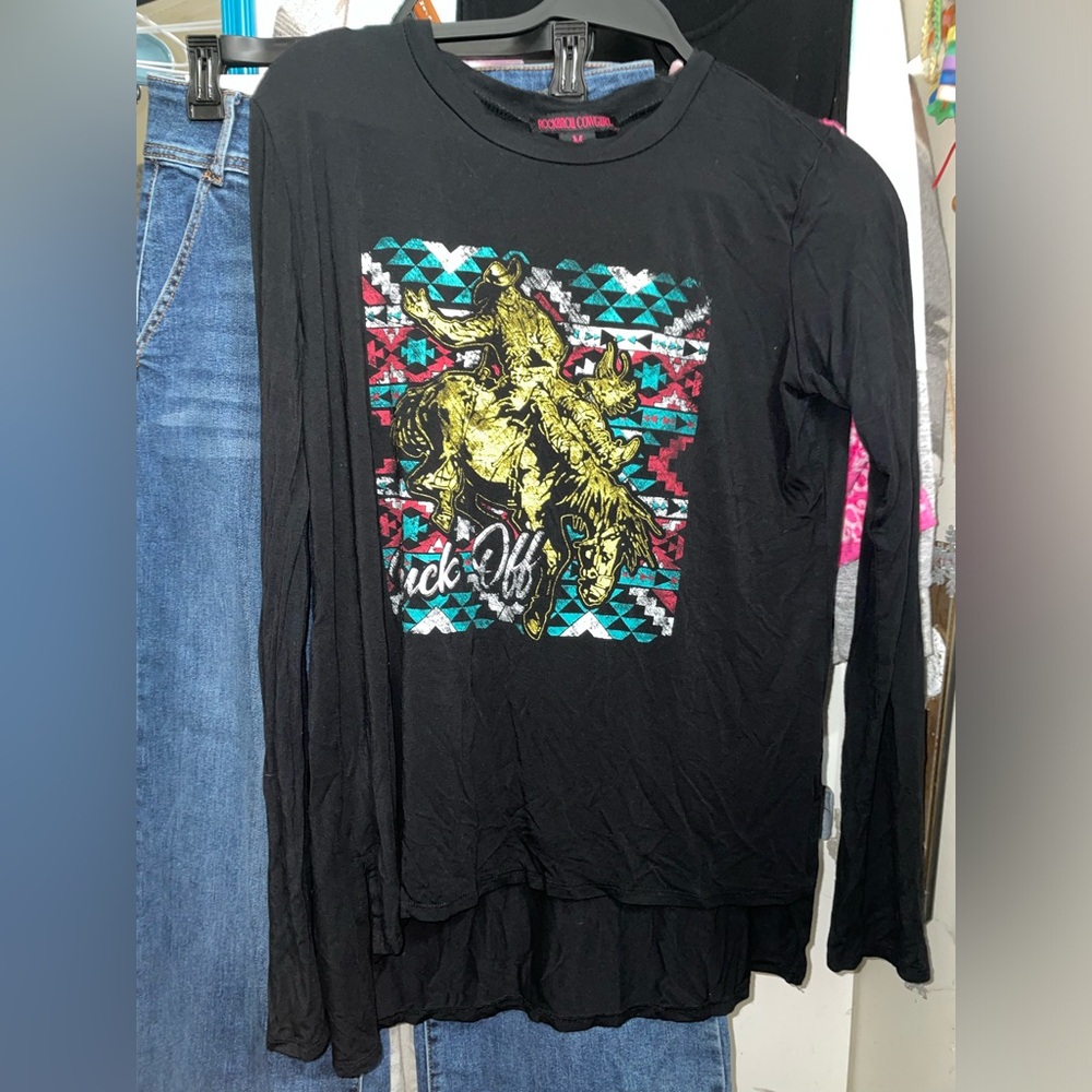 Womens medium rock’n’roll denim long sleeve top